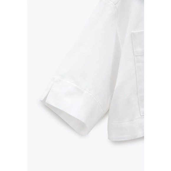 ZARA CROPPED SHIRT WITH POCKETS LINEN BLEND - Picture 4 of 4